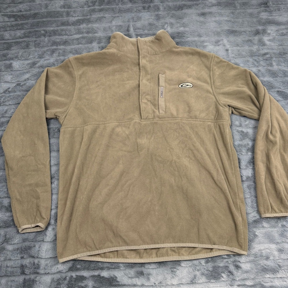 Drake Waterfowl Camp Fleece Quarter Snap Pullover Tan XL Magnattach Pocket